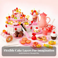 Colorful Plastic Birthday Cake Playset Pastel Style Light-up Singing Cake Cutting Play Decorative for Children