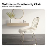 Nordic design Wire Mesh Armchair Minimalist Design Vanity Stool Hollow-openwork Backrest Dining Seat Lightweight Frame for Interior Designers, Cafe Owners, Makeup Area, Bedroom, Living Room, Home Office
