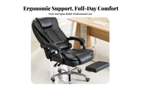 Height Adjustable High-Back Reclining Chair with Footrest Thick Padding Luxuriously Soft Reclining Chair with Footrest Padded Armrests Swivel Seat Ergonomic Design for Executives, Work-from-Home Workers, Students, Relaxing, Study Room, Gaming