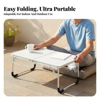 Aluminum Alloy Frame Foldable Laptop Table Lightweight Portable Laptop Table Space Saving Portable Bed Desk Multi-Purpose for Students, Telecommute Workers, Outdoor, Travel, Dorm Room, Bedroom