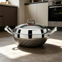 Nonstick Wok Pan Non Stainless Steel Wok Gas & Induction Compatible Double Handle Stir Fry Pan