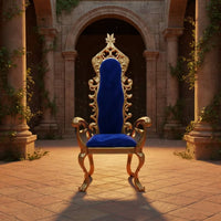 1:8 Scale Miniature Throne Chair High-Back Dollhouse Furniture Scrollwork