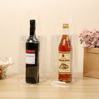Gift Bag and Tote Bag for Beverages, Clear PVC Birthday Gift Bag with Rope Handle, Plain Bottle Bags and Bottle Carrier, Clear Tote Bag Packaging