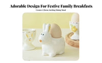 Ceramic Egg Cup Embossed Details Ceramic Bunny Egg Cup High-Temperature Fired Tableware for Kids