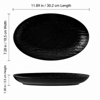 Oval Serving Platter, 12 Inch Ceramic Serving Dishes, Stone Pattern Matte Finish, for Entertaining Guests