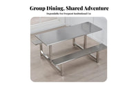 4-Person Attached Seating Unit Space-Saving Design Canteen Furniture Easy to Clean Cafeteria Table for Diners, Employees, School Lunchroom, Food Court