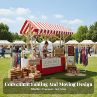 Solid Wood Frame Foldable Wooden Market Stall Easy Assembly Foldable Market Stall Lightweight Portable Vendor Booth Spacious Countertop for Crafters, Small Business Owners, Event Organizers, Night Markets, Street Fairs, Advertising Al Events, Craft Shows
