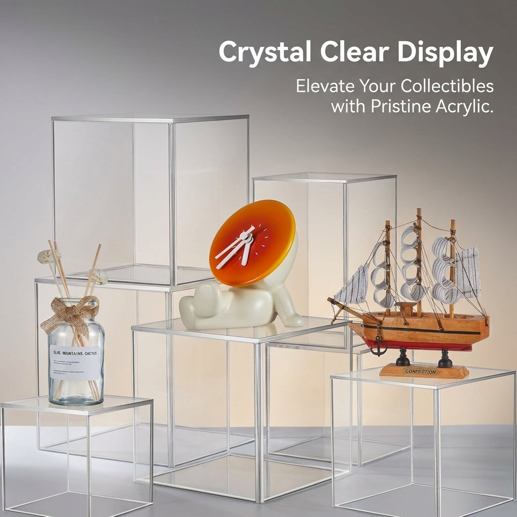 Clear Acrylic Tiered Display Stand, Transparent Dustproof Case with Stepped Shelves, Retail for Collectibles, Showcase Box for Figures