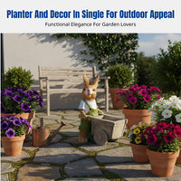 Outdoor Courtyard Resin Hare Flower Pot, Realistic Animal Decoration, Garden Lawn Decor
