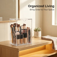 Clear Acrylic Lipstick Organizer, Dustproof Large Capacity Cosmetic Storage Box, for Vanity Table and Bedroom Multi-Compartment Makeup with Drawers