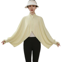 Lightweight Sun Protection Cape Breathable Cover-up Cape Drapey Material Outerwear Wide Sleeves for Women, Outdoor