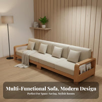 3-Seater Storage Settee sturdy Wood Frame Sofa Modern Oriental Design Living Room Furnishing for Apartment Dwellers, Small Families, Lounge Area