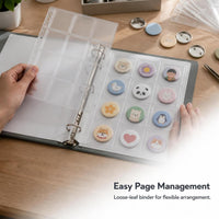 Anime Badge Display Album with Dustproof Sleeves, Large Capacity Collectible Storage Binder for Pins and Buttons