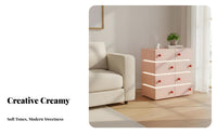Creamy look Aesthetic Wavy rose Storage Table Multi-Functional Small Storage Stand Modern Design Nightstand adaptable for Young Adults, College Students, Home Decorators, Living Room, Bedroom, Apartment