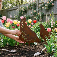 Outdoor Rooster Garden Stake Metal Silhouette Decor