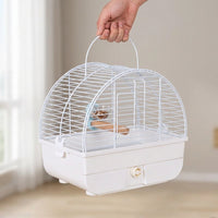 Bird Cage Travel Cage with Half Dome Shape, Portable Outdoor Cage for Small Birds, Parrot Carrier Bag with Pull Out Drawer and Single Perch