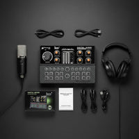 Bluetooth Wireless Accompaniment Live Stream Sound Card Noise Reduction Voice Changer Mixer Multi-Channel Control Karaoke Audio Mixer Compatible with Multiple Devices for Streamers, Singers, Podcasters, Recording, Gaming
