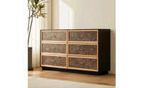 Storage Cabinet with Drawers Wood-Grain Dresser with Drawers Modern Dresser for Bedroom, Living Room, Entryway
