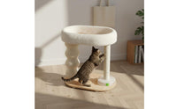 Cat Climbing Structure with Bed and Toy Built-in Hanging Toys Cat Climbing Playhouse Multi-Functional Pet Furniture for Small Areas