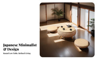 Minimalist Japanese Aesthetic Cremovableee Table Compact Design Woven Floor Table Optional Storage Household Furniture Versatile Use for Apartment Dwellers, Homeowners, Families with Children, Tatami Room, Bay Window, Small Areas, Home Removableice