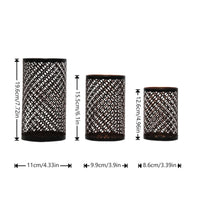 3 Pieces Candle Holder with Cutout Pattern Geometric Decor Black for Living Room