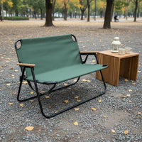 Foldable Design Double Folding Chair Heavy Duty 2 Person Folding Camp Chair Anti-Slip Feet Portable Outdoor Loveseat Rust Resistant Frame for Campers, Couples, Picnic, Patio, Backyard