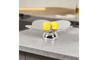 Four-Lobed-Shaped decorative Tray Mirror Finish Stainless Steel Tray Sleek Pedestal Bowl for Entryway