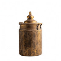 Metal Vase with Lid Vintage Lidded Jar Rustic Lidded Storage Jar for Console Table, Mantel