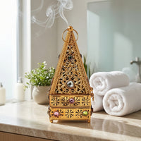 Metal Incense Burner with Scoop Decorative Pyramid Incense Burner Censer Vintage-Style Decor Antique