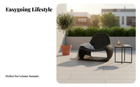 Minimalist Design Low-Profile Woven Chair Weather-Resistant Woven Scoop Armchair Breathable Weave Seating Furniture Handwoven for Adults, Homeowners, Book Lovers, Balcony, Garden, Sunroom, Lounge Area