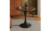 Round Pedestal Table Wood-Grain Round Table with Pedestal Base Mid-Period Modern Furniture for Small Living Room, Balcony
