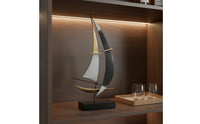 Wrought Iron Art Metal Sailboat Statue Artistic Accent Modern Sailboat Ornament Luxury Feel for Living Room, Entryway, Bookshelf