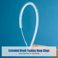 Flexible Drain Clog Remover, Extended Pipe Cleaner, Hair Removal Brush for Sink, Bathroom, Kitchen