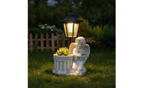 Angel Statue with Solar Lantern Outdoor Garden Figurine Planter Decorative Garden Statue with Lantern for Homeowners, Yard, Patio