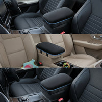 Comfortable Car Center Armrest Box Cushion Padded Car Center Console Cover Soft Armrest Cushion with Elastic Strap Supportive for Drivers, Commuters