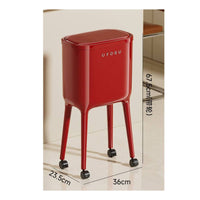 Swivel Casters Rolling Trash Bin Elevated Base Lidded Trash Bin Glossy Finish Refuse Storage Rounded Rectangle