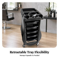 Salon Trolley Cart Molded Compartments Hair Styling Cart Caster Wheels Mobile Storage Cabinet