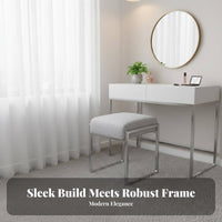 Nordic Aesthetic Upholstered Vanity Seat Minimalist Design Stool Versatile Use Ottoman High-Resilience Cushion for Homeowners, Adults, Women, Dressing Room, Makeup Station, Entryway, Home Office