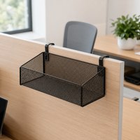 Under Desk Storage Basket, Detachable Metal Wire Hanging Storage for Students & Home Office, Desk Organisation Solutions, Matte Finish Small Size