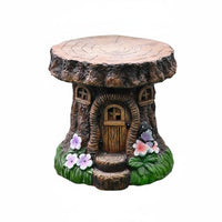 Weather Resistant Fungus-Shaped Garden Stool Hand-Painted Look Resin Fungus-Shaped Seat Bright Colors for Outdoor