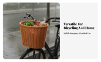Waterproof Imitation Rattan Front Basket Easy to Clean Front Handlebar Basket Long-Lasting for Parents, Commuting