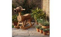 Horse Rocking Stool Angled Legs Wooden Rocking Horse Stool Rustic Texture Wooden Ride Plaything for Children