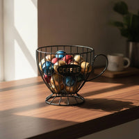 Coffee Pod Holder with Handle Compact Coffee Pod Holder Coffee Capsule Organizer Wide Mouth Wire Basket with Handle Sturdy