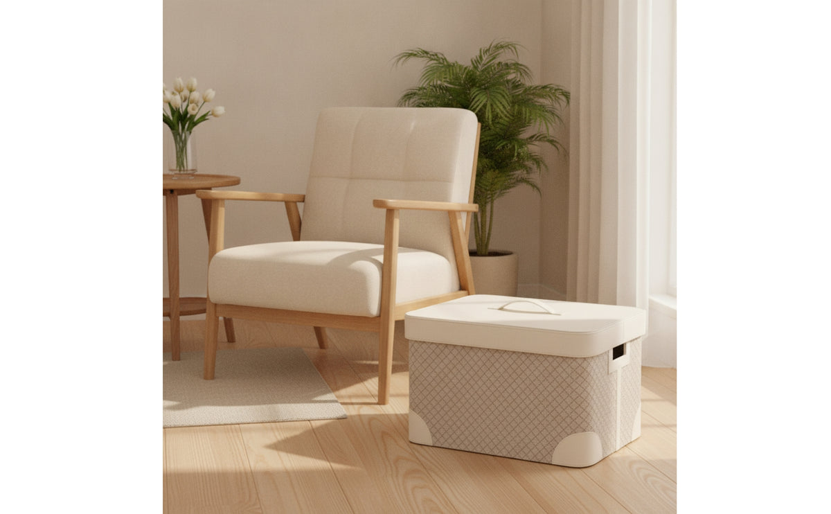 Storage Basket with Lid Functional Woven Basket Stylish Organizer for Closet, Bedroom