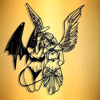 TUME Metal Angel and Demon Abstract Wall Art Sign for Halloween Christmas Decoration