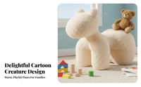 Playful Design Equine-Shaped Ottoman Padded Seat Creature-Shaped Ottoman Soft Covering Room Decor High Load Capacity for Children, Toddlers, Parents, Playroom, Nursery, Bedroom, Retail Display