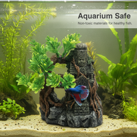 Aquarium Resin Temple Cave Decoration for Fish Tank and Reptile Terrarium