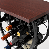 Black Metal Wine Rack, Freestanding Wine Bottle Holder, Modern Matte Finish for Kitchen & Small Spaces, 38x30.5x84cm