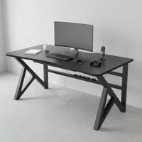 Gaming Desk Built-in Cable Management Carbon Fiber Desk Surface Headphone Hook K-Leg Computer Table for Esports Athletes, Students, Bedroom