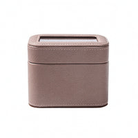 Watch Box with Window PU Leather 2-Slot Watch Box Storage Holder Compact Portable for Travelers, Dresser, Nightstand